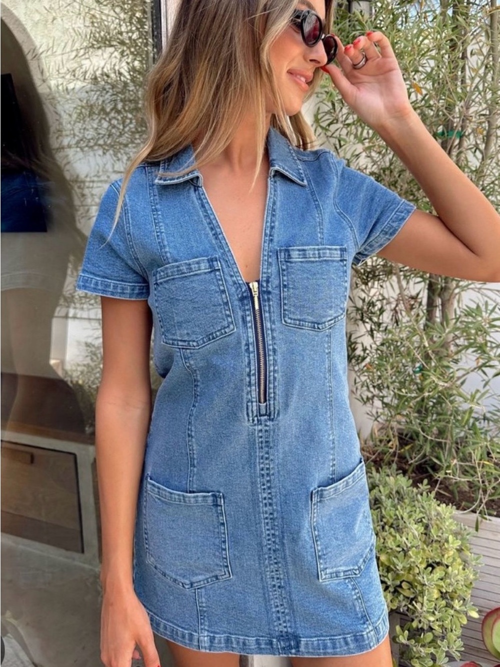 Show Me Your MuMu Denim Zip-Preston Mini Dress in Blue - Picture 3 of 10